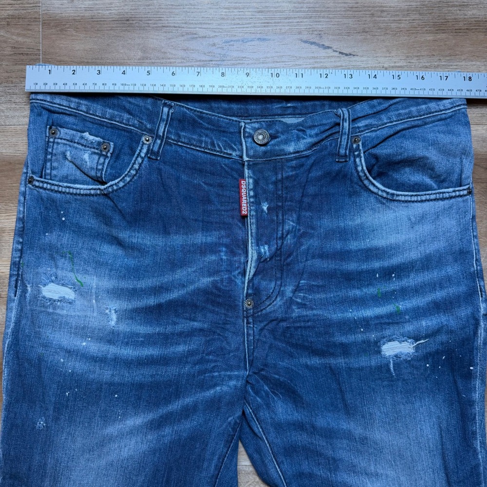 Dsquared2 Cool Guy Jeans Mens 54 Blue Distressed Paint Splatter Made in Italy - Picture 10 of 14
